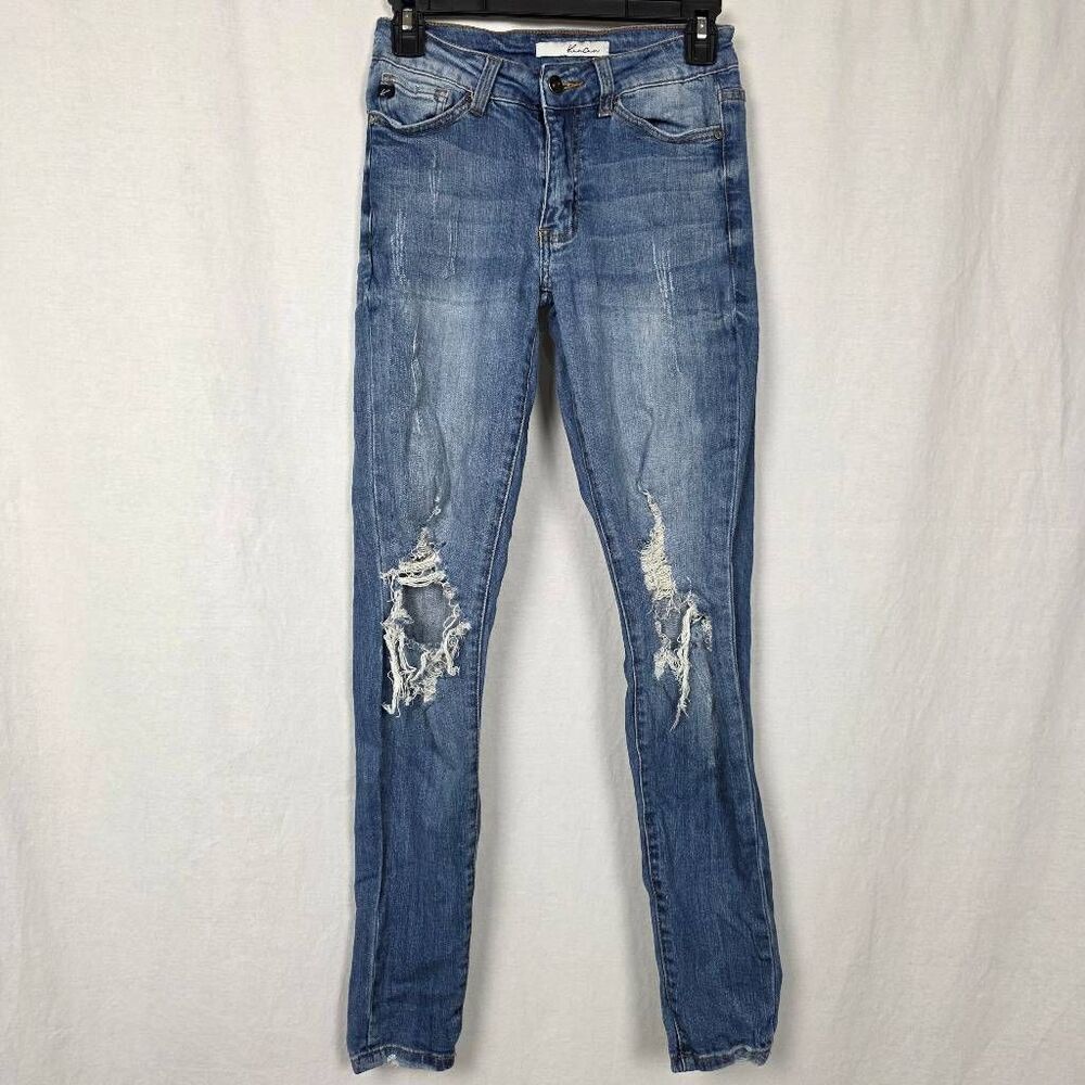 KanCan Mid Rise Distressed Skinny Jeans Sz 5/26